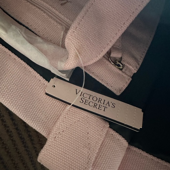 Victoria’s Secret Canvas Tote Bag Pink With Black Sequins Love - Picture 8 of 8